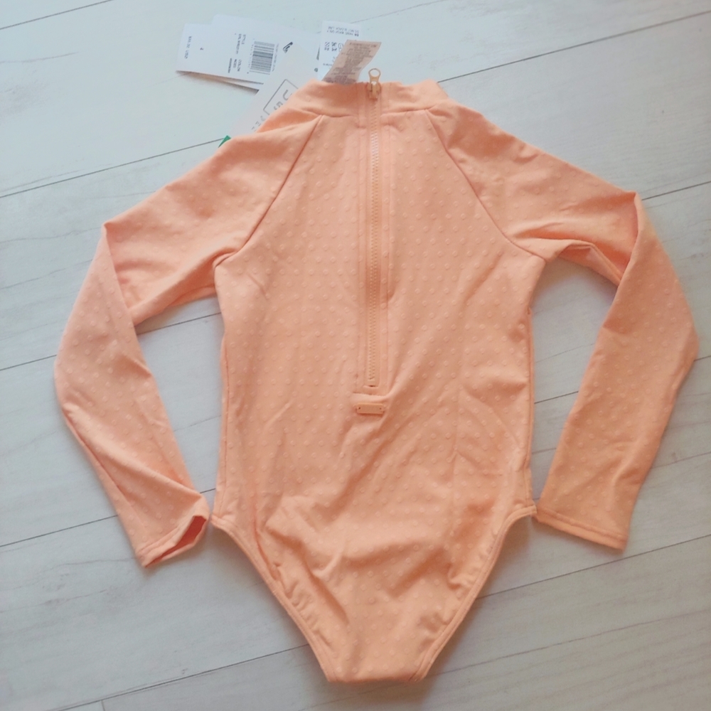 ROXY girl Peach Dot Full Rashguard Swimsuit NEW. ADORABLE - Picture 3 of 9